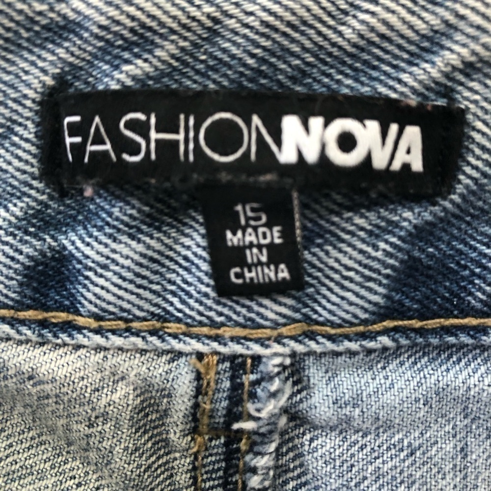 Fashion Nova Y2K Distressed Blue Wide Leg Jeans Plus Size - Picture 8 of 10